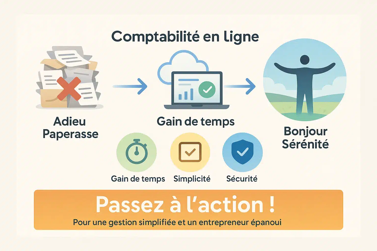 Illustration de gestion comptable simplifiée en ligne pour auto-entrepreneur