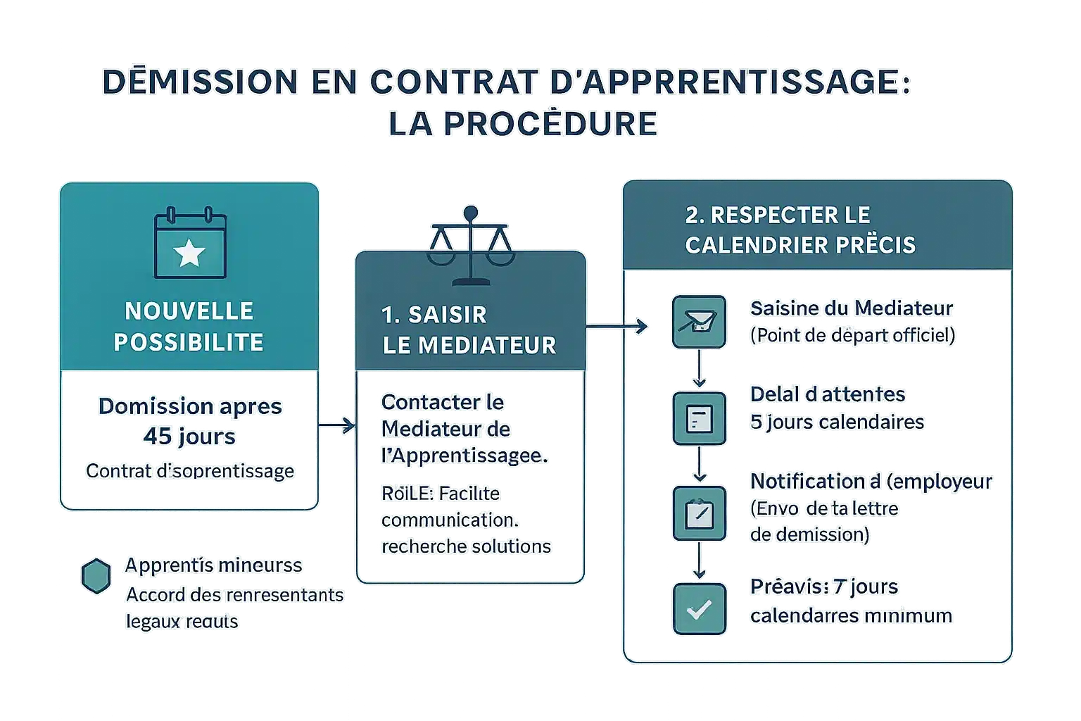 Illustration de la procédure de démission en contrat d'apprentissage