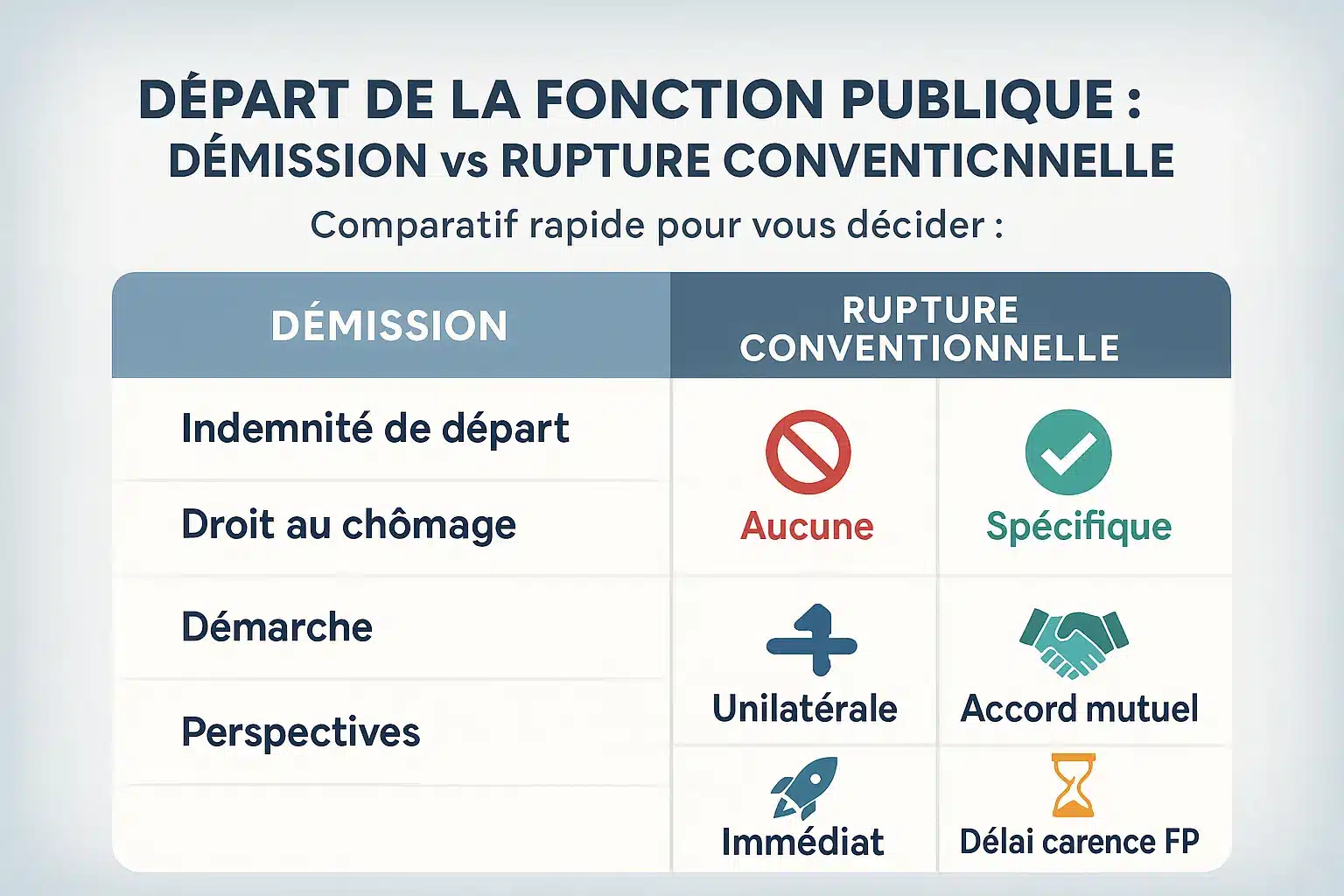Comparaison entre démission et rupture conventionnelle dans la fonction publique