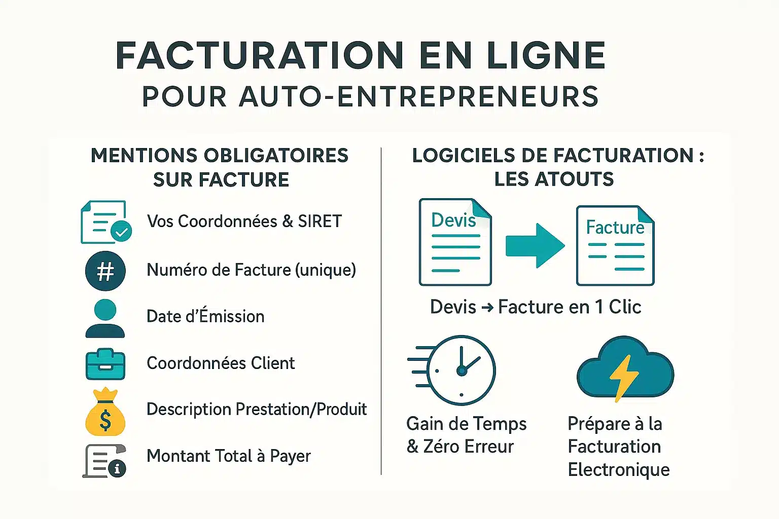 Illustration de facturation en ligne pour auto-entrepreneurs