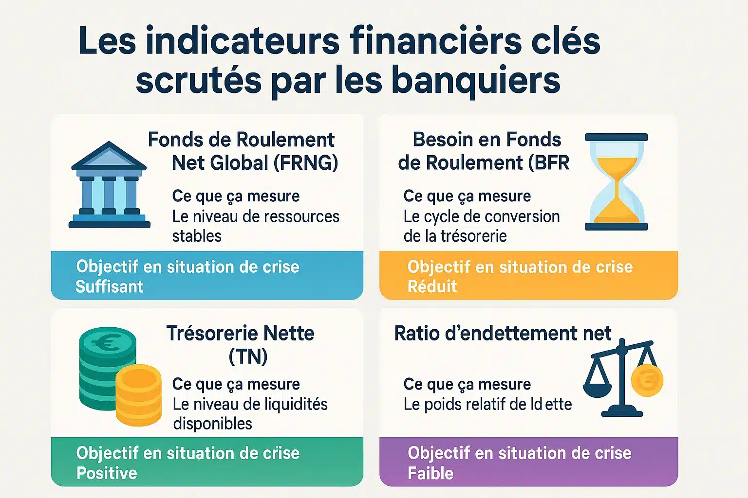 Illustration des indicateurs financiers clés pour banquiers en crise