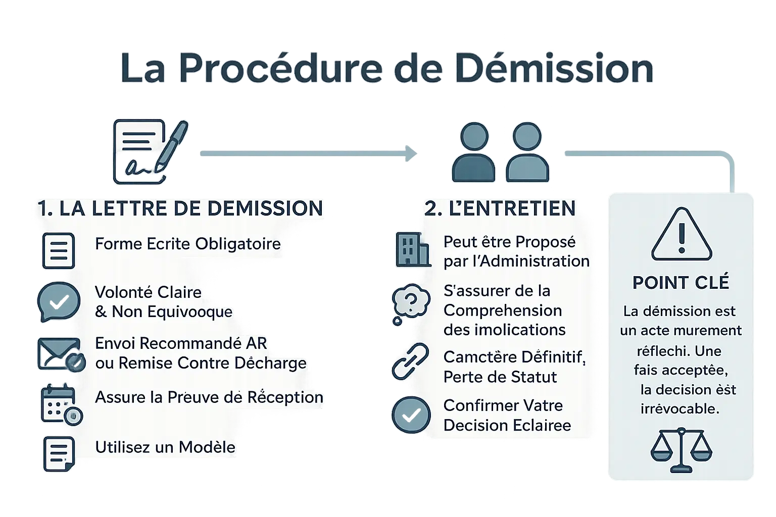 Illustration de la procédure de démission dans la fonction publique