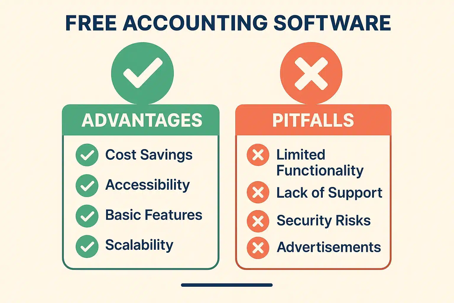 Illustration comparant les avantages et inconvénients des logiciels de comptabilité gratuits