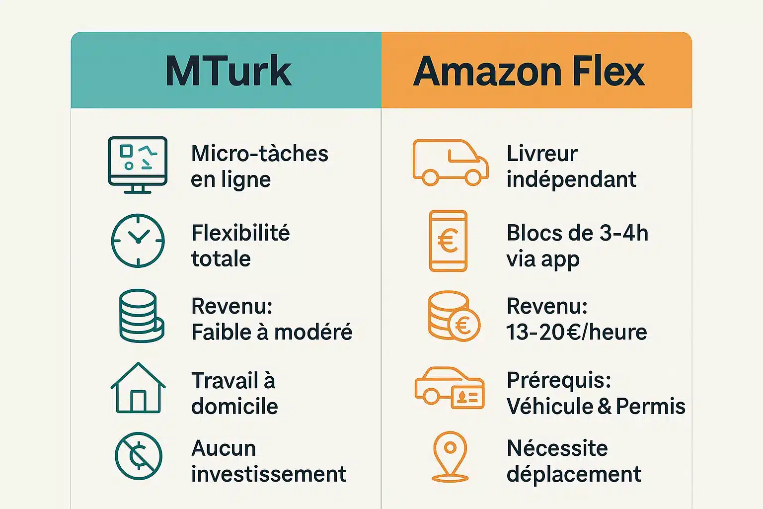 Illustration comparaison MTurk vs Amazon Flex