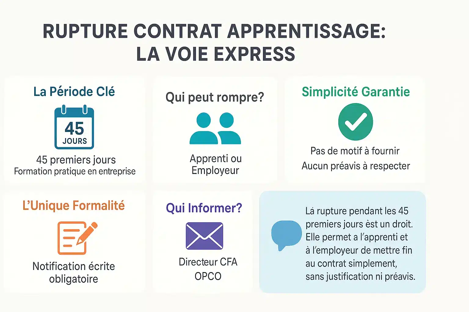 Illustration de la procédure de rupture du contrat d'apprentissage