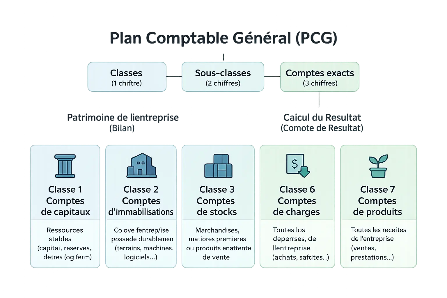 Illustration de la structure du Plan Comptable Général (PCG)