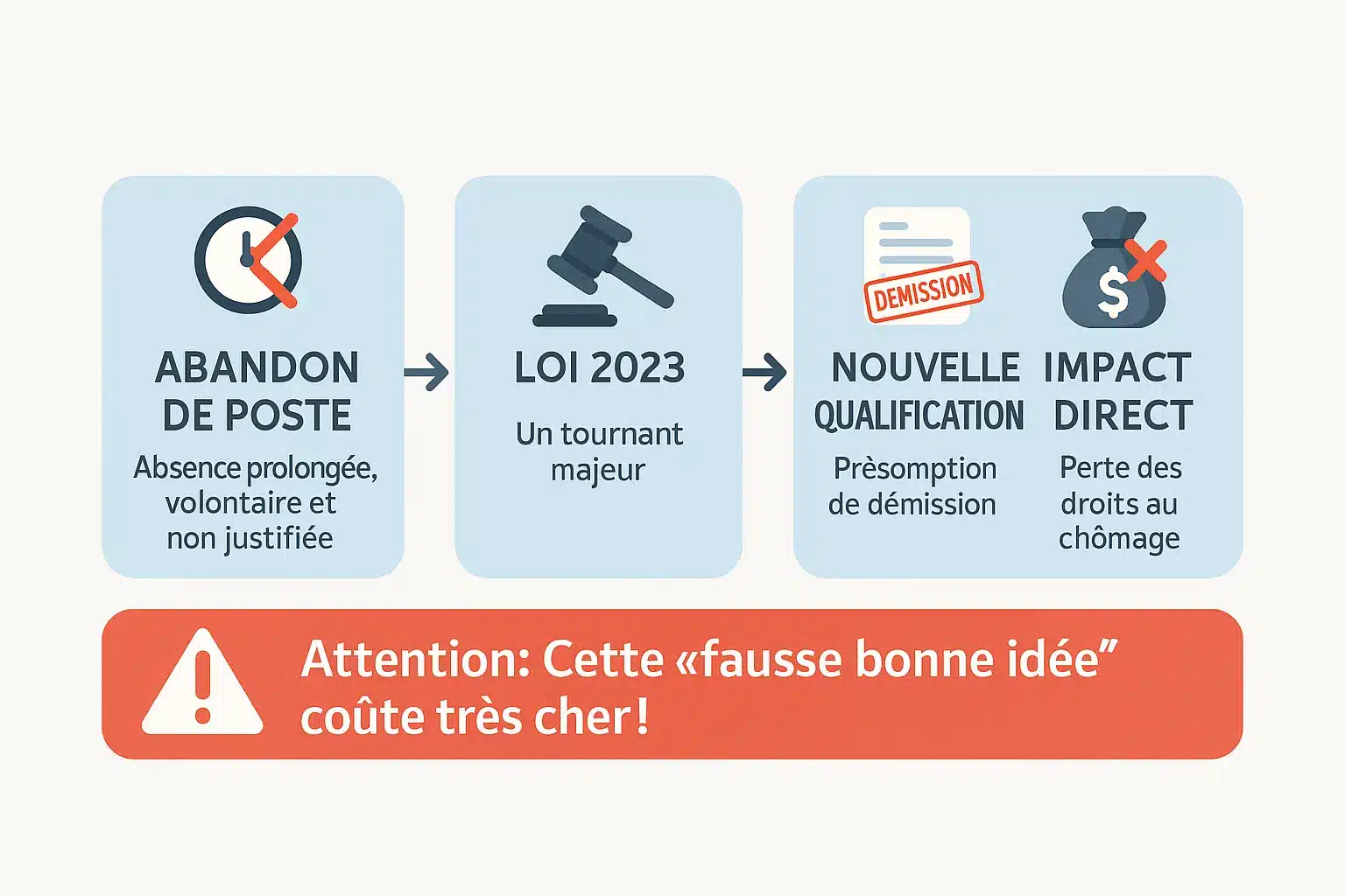 Illustration représentant un salarié stressé face à des conséquences financières après un abandon de poste