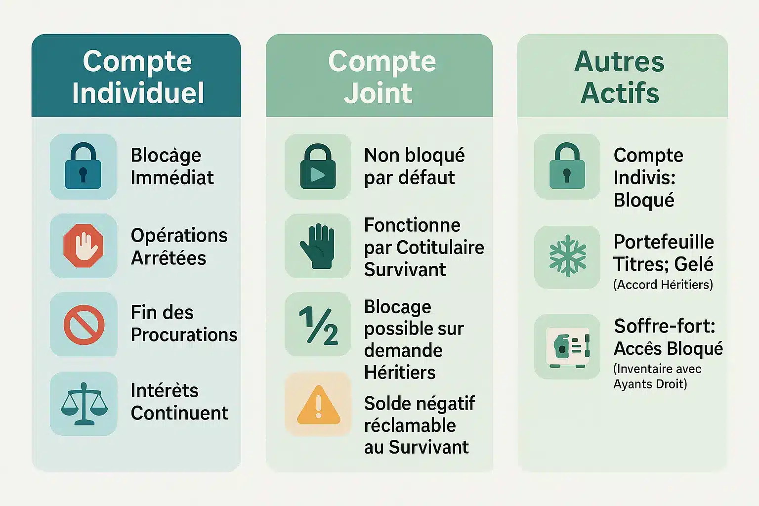 Illustration des comptes bancaires après un décès