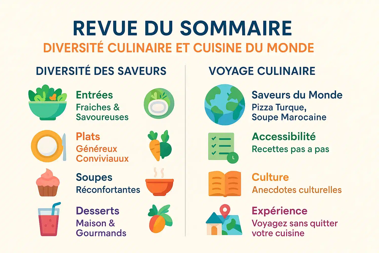 Illustration de diversité culinaire et voyage culinaire