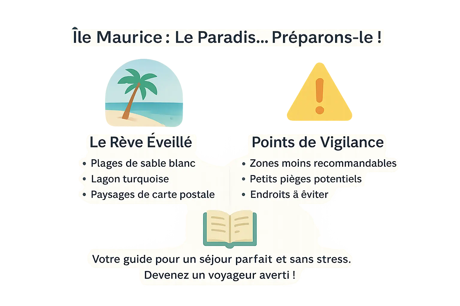 Île Maurice, paysage côtier avec avertissement de sécurité
