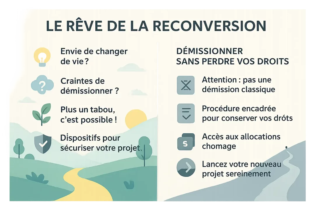 Personne souriante avec dossier de reconversion professionnelle