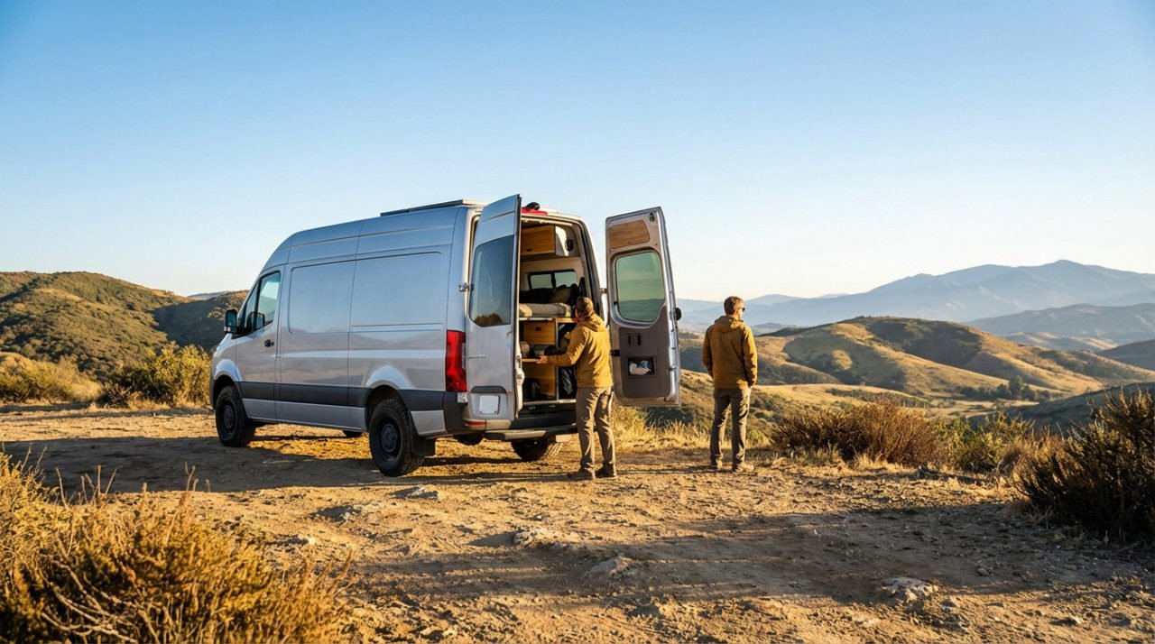 Mountain Vista Van Exploration At Sunset