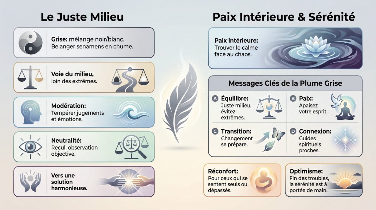 Plume grise symbolisant l'équilibre spirituel et la sérénité intérieure