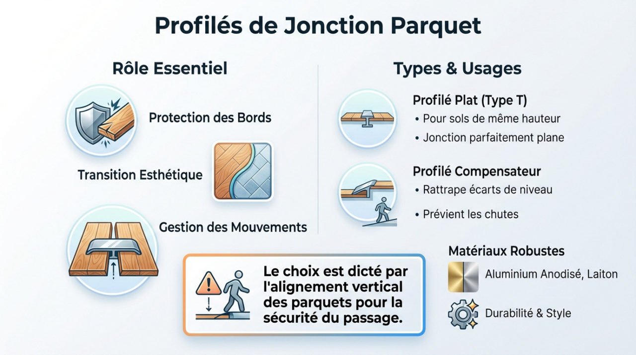 Infographie pour choisir ses profilés de jonction de parquet