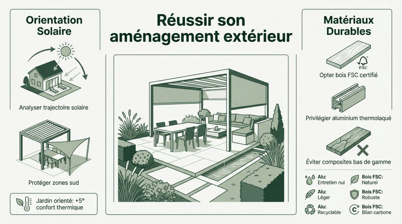 Infographie pour réussir son aménagement extérieur durable