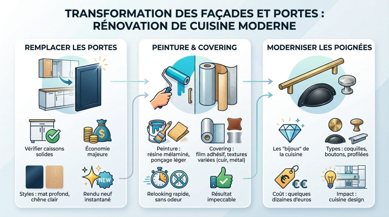 Rénovation cuisine : transformation des façades et portes de placards