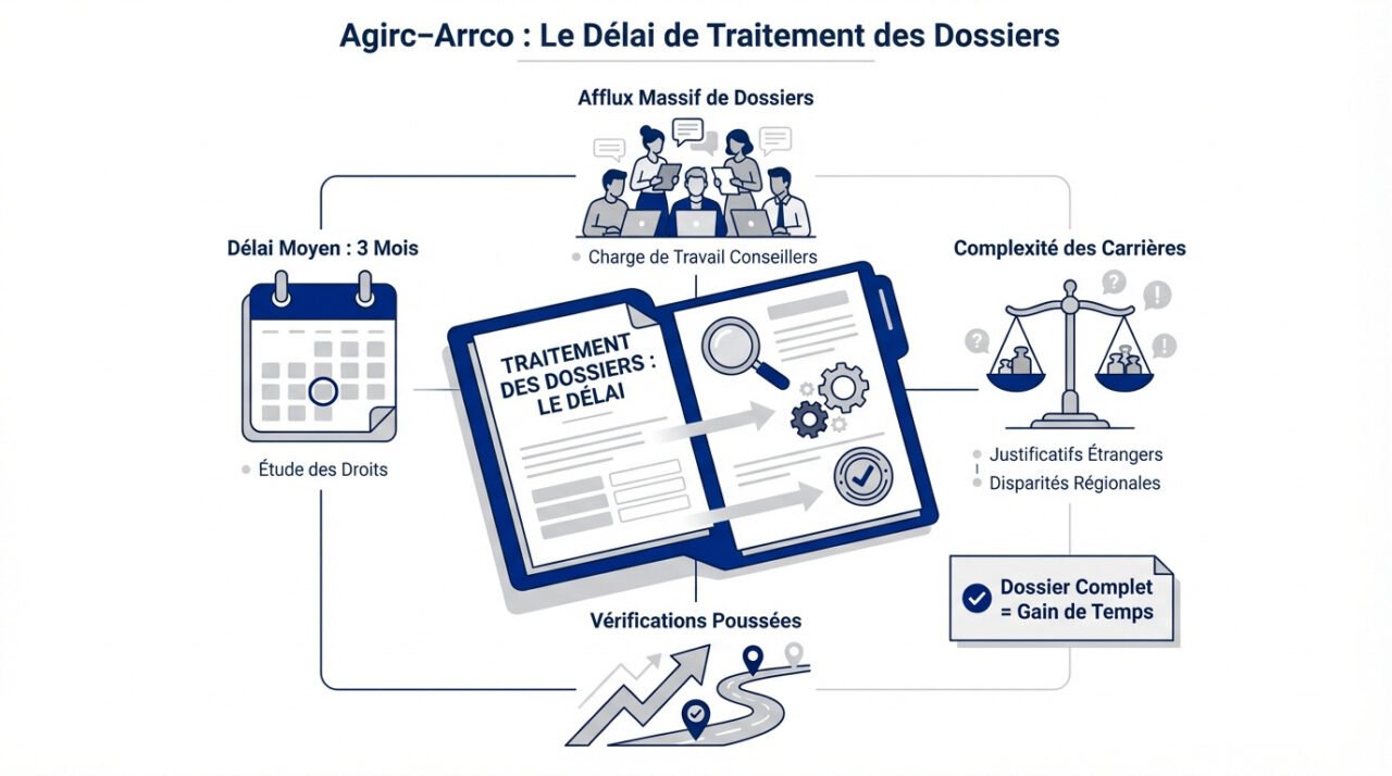 Conseiller analysant un dossier de retraite complémentaire Agirc-Arrco