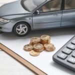Une Maquette De Voiture, Des Pièces De Monnaie Empilées Et Une Calculatrice Placée Sur Un Presse Papiers, Représentant Les Dépenses Liées à La Voiture Ou La Planification Financière.