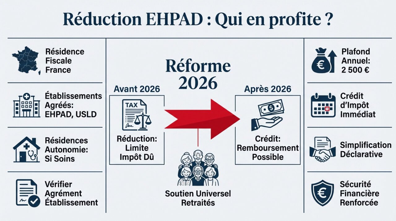 Un résident senior en EHPAD consultant ses documents administratifs avec sérénité