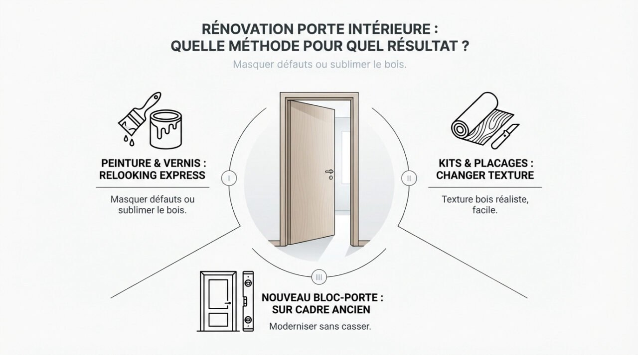 Rénovation d'une porte intérieure en bois avec de la peinture