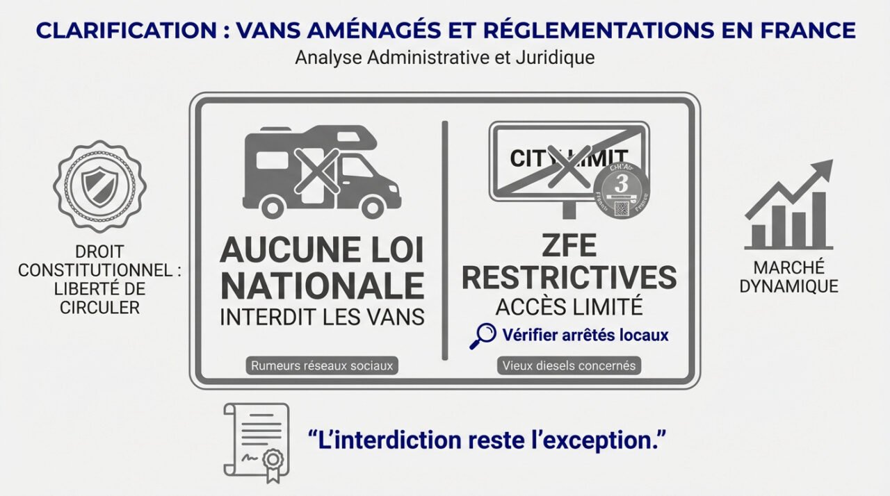 Fourgon aménagé circulant sur une route de campagne en toute liberté