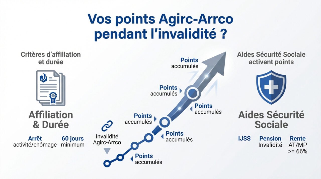 Simulation des points de retraite complémentaire Agirc-Arrco durant une période d'invalidité