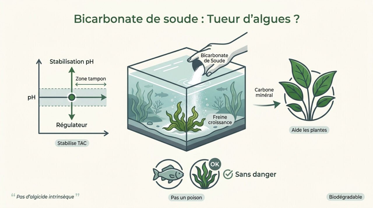 Bicarbonate de soude utilisé pour l'équilibre de l'eau d'un bassin de jardin