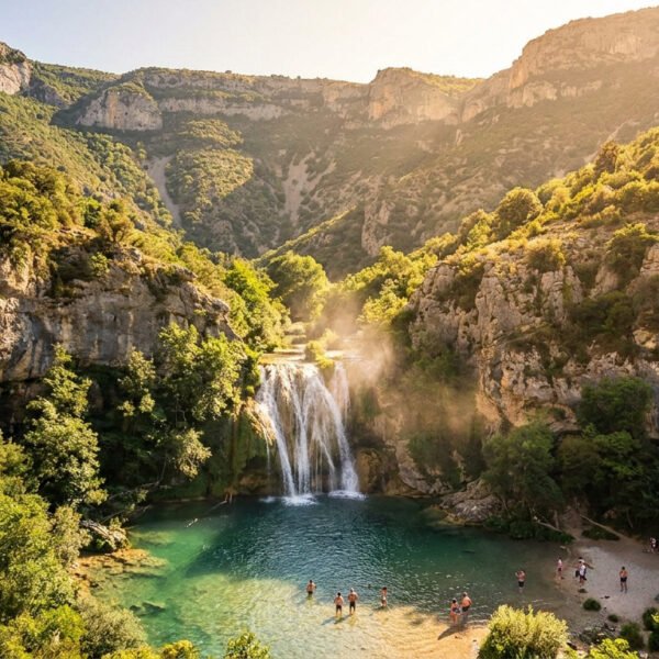 Cascade et baignade à Navacelles…