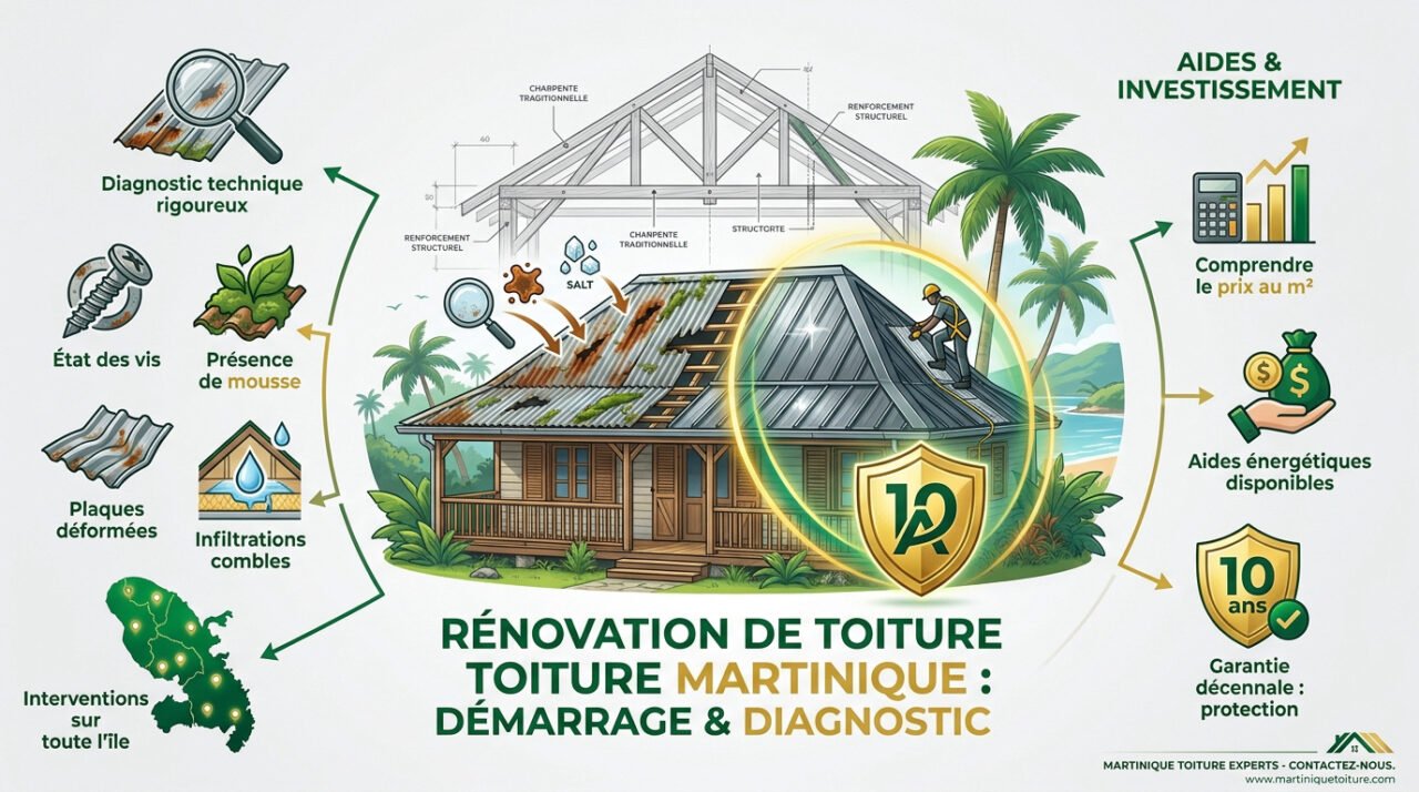 Diagnostic technique et aides pour la rénovation de toiture en Martinique