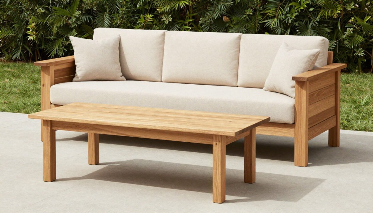 Le salon bas en acacia pour un extérieur moderne